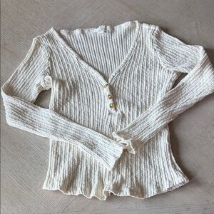 Full Tilt Cream Ribbed Knit Top